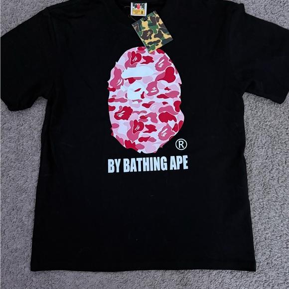Bape Other - Bape Black Tee with Pink Camo Ape Head